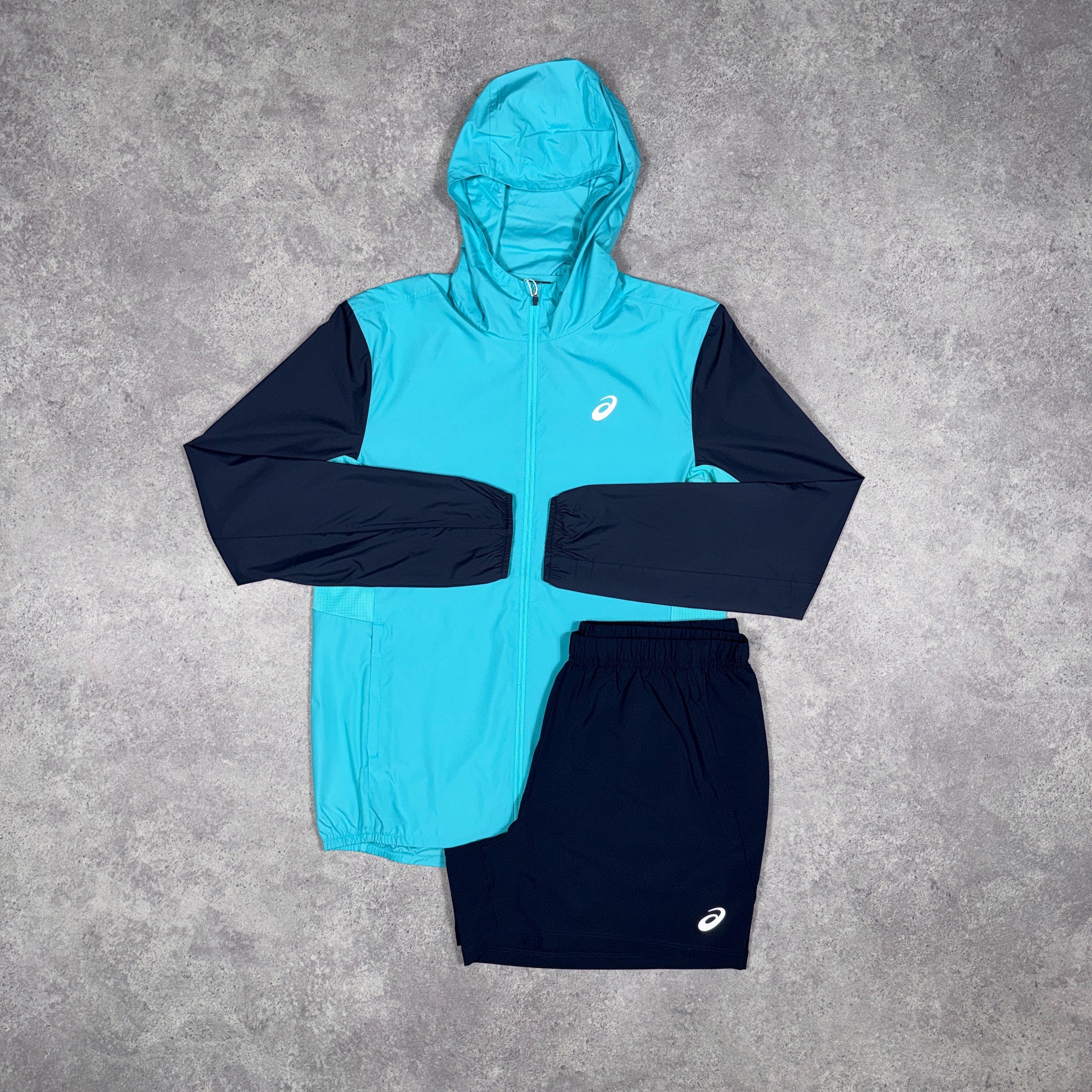 Asics Core Windrunner/Shorts Set Energy Aqua/Midnight