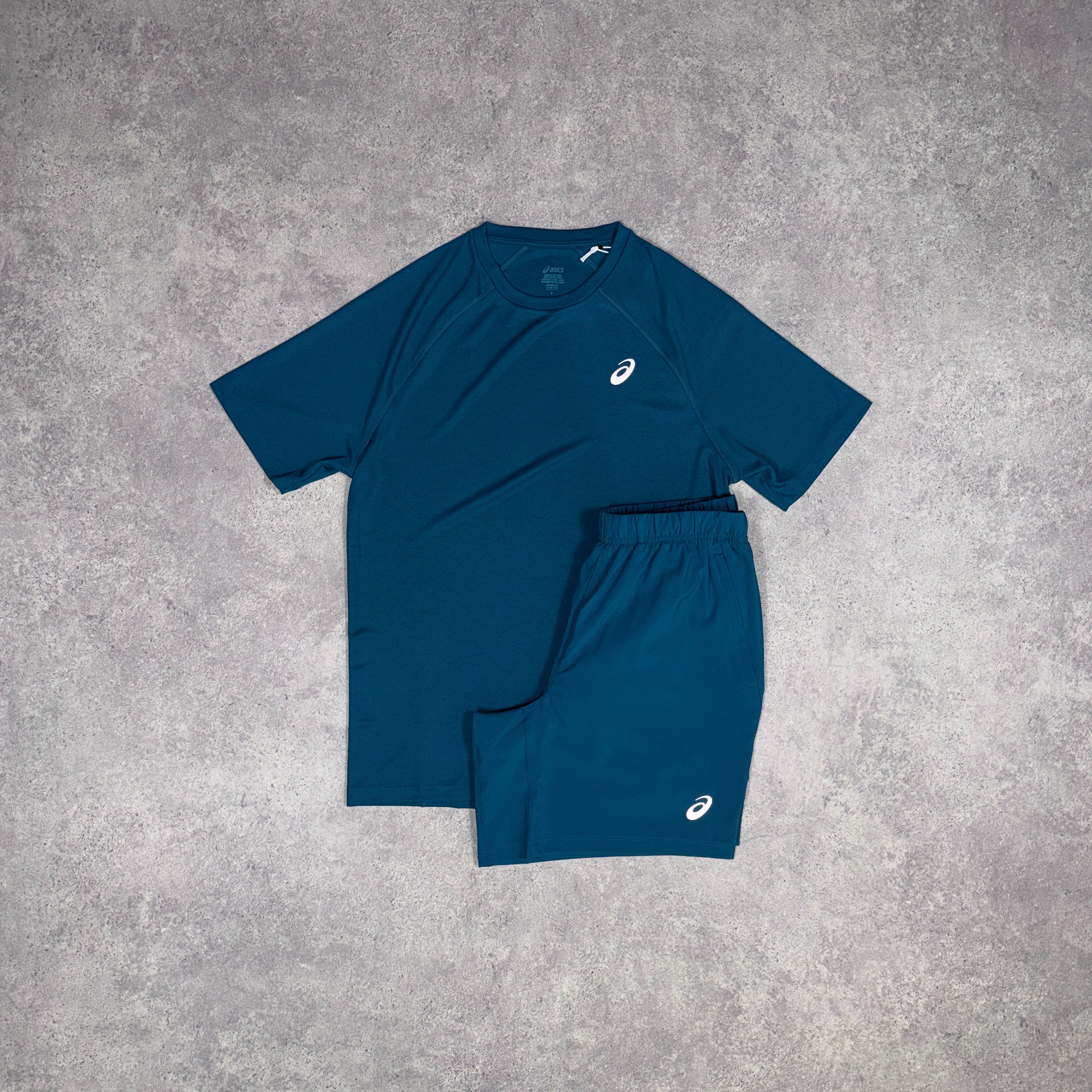 Asics Sport Run T-Shirt/Shorts Set Teal