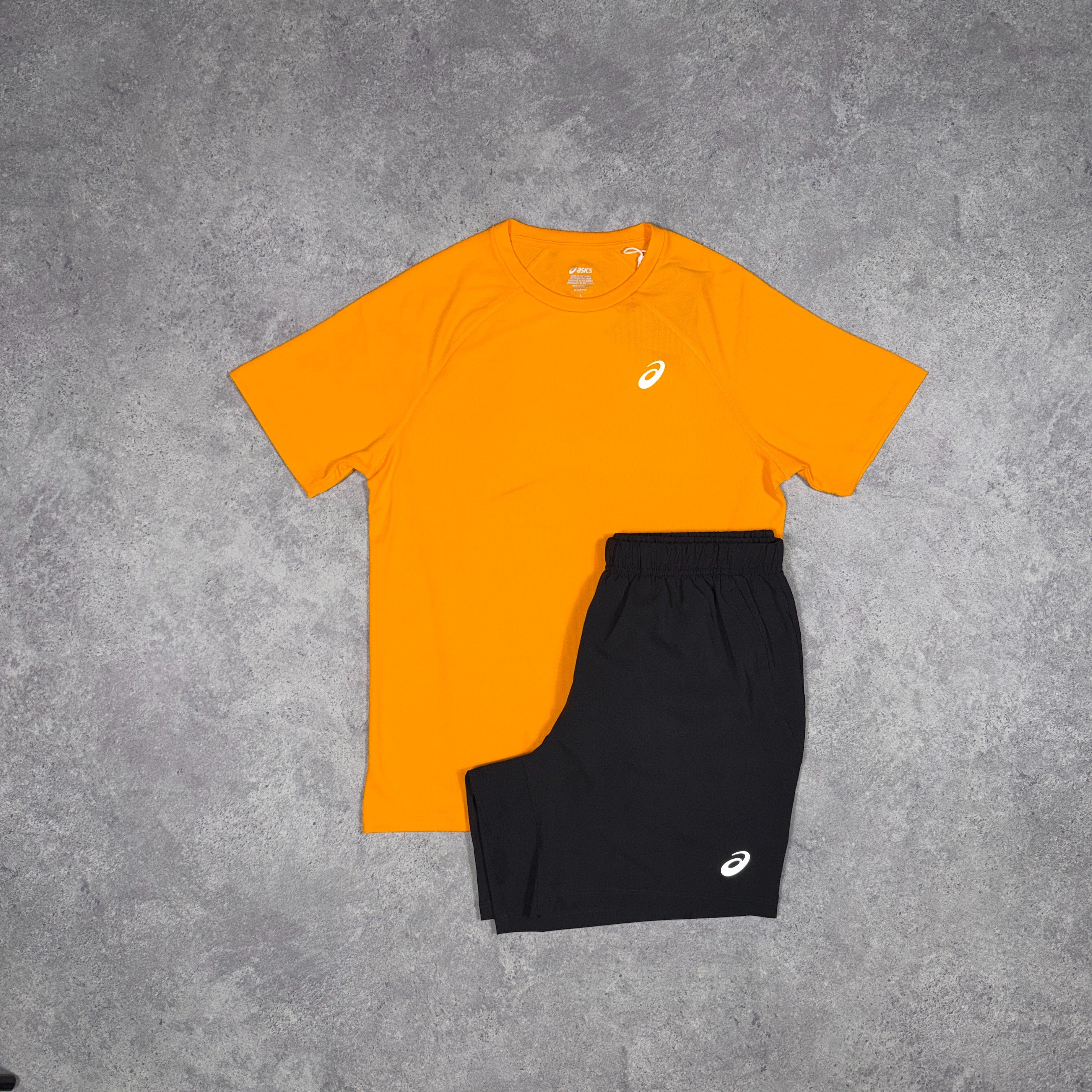 Asics Sport Run T-Shirt/Shorts Set Yamabuki Orange/Black