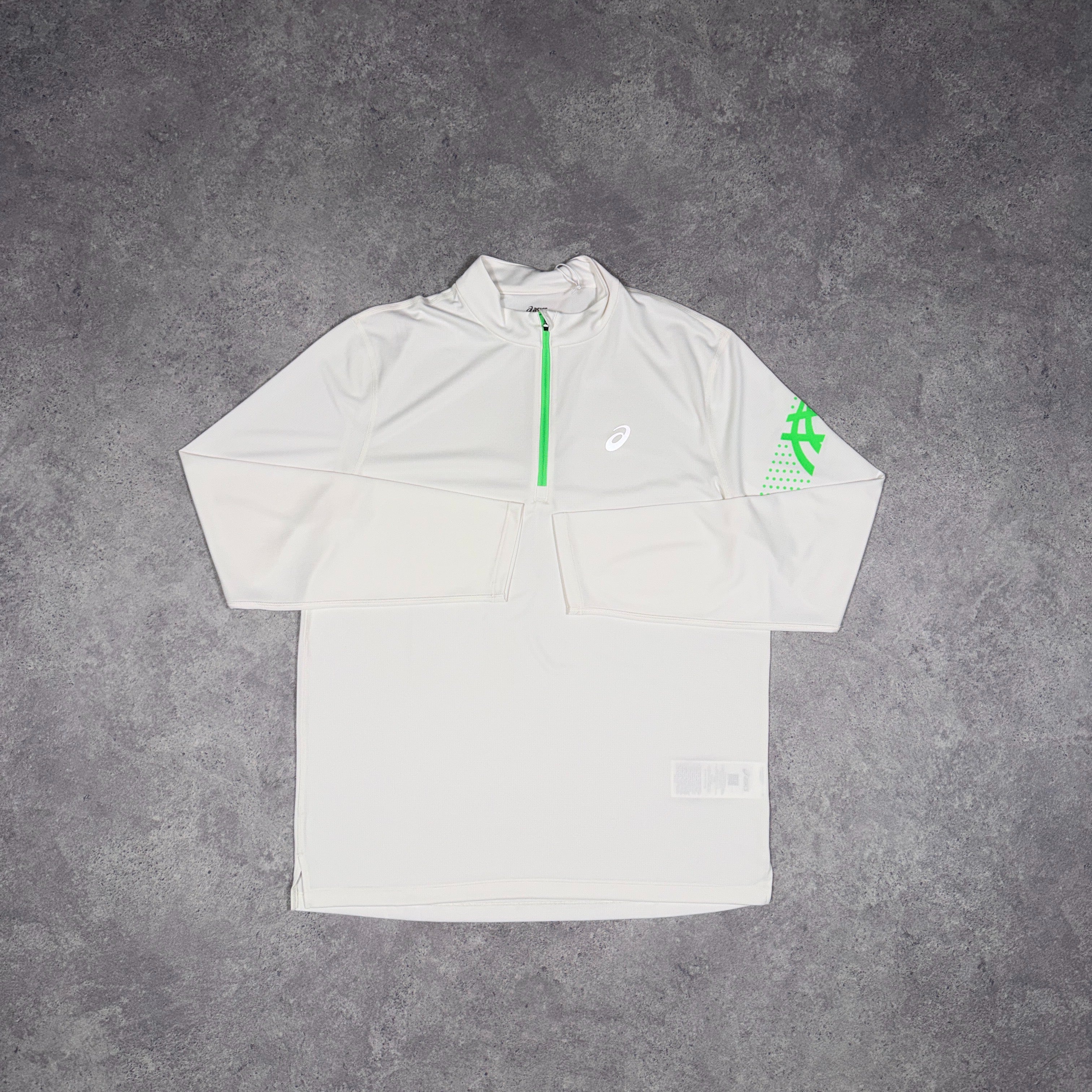 Asics Icon LS 1/2 Zip Top Cream/Vital Green