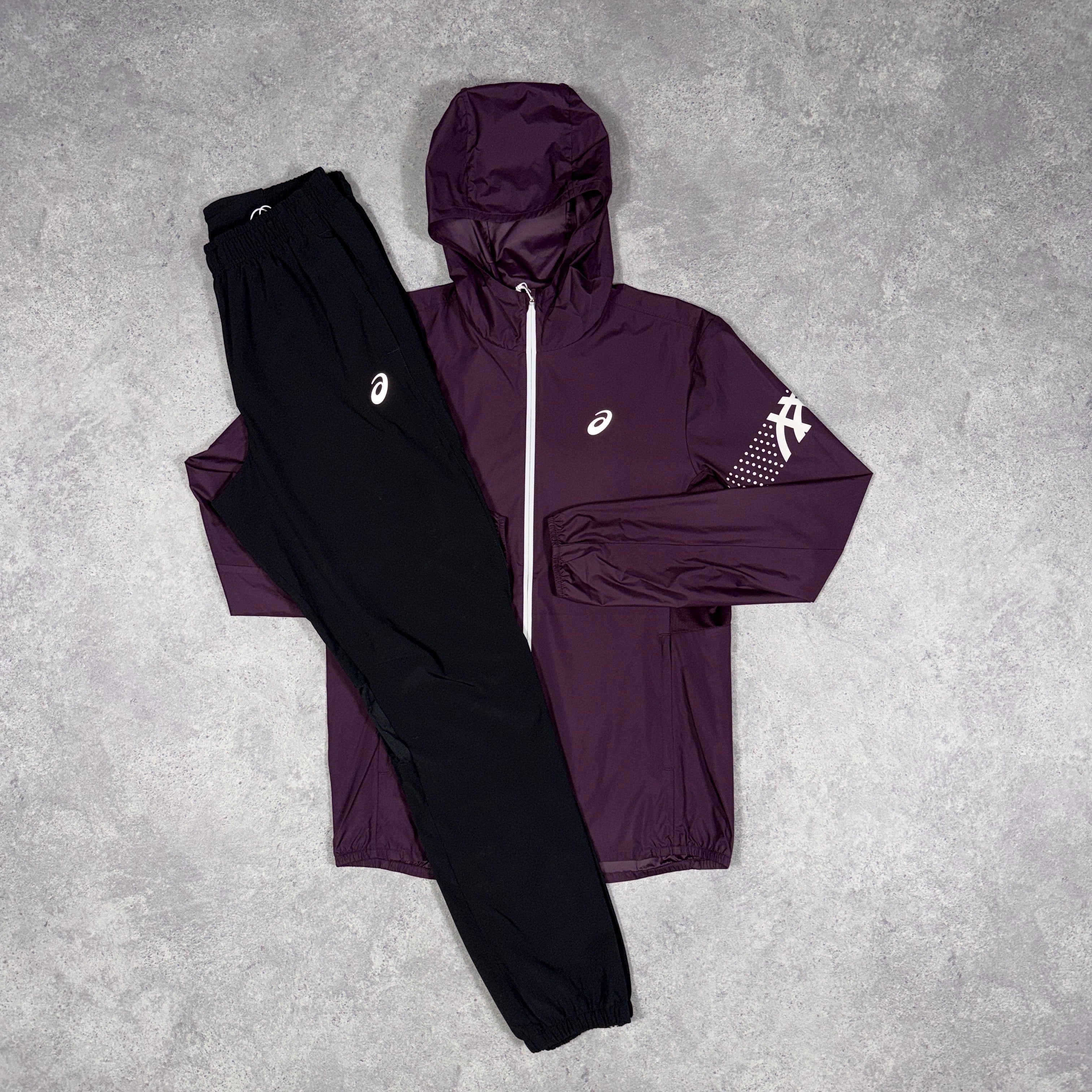 Asics Icon Tracksuit Set Aubergine/Black