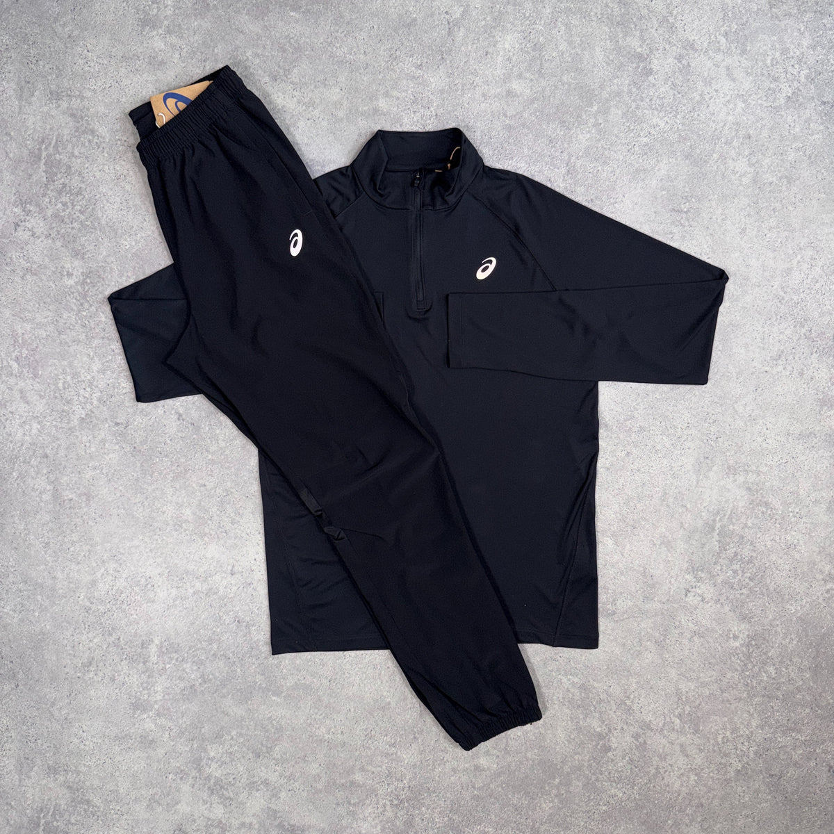 Asics Half Zip Tracksuit Set Black