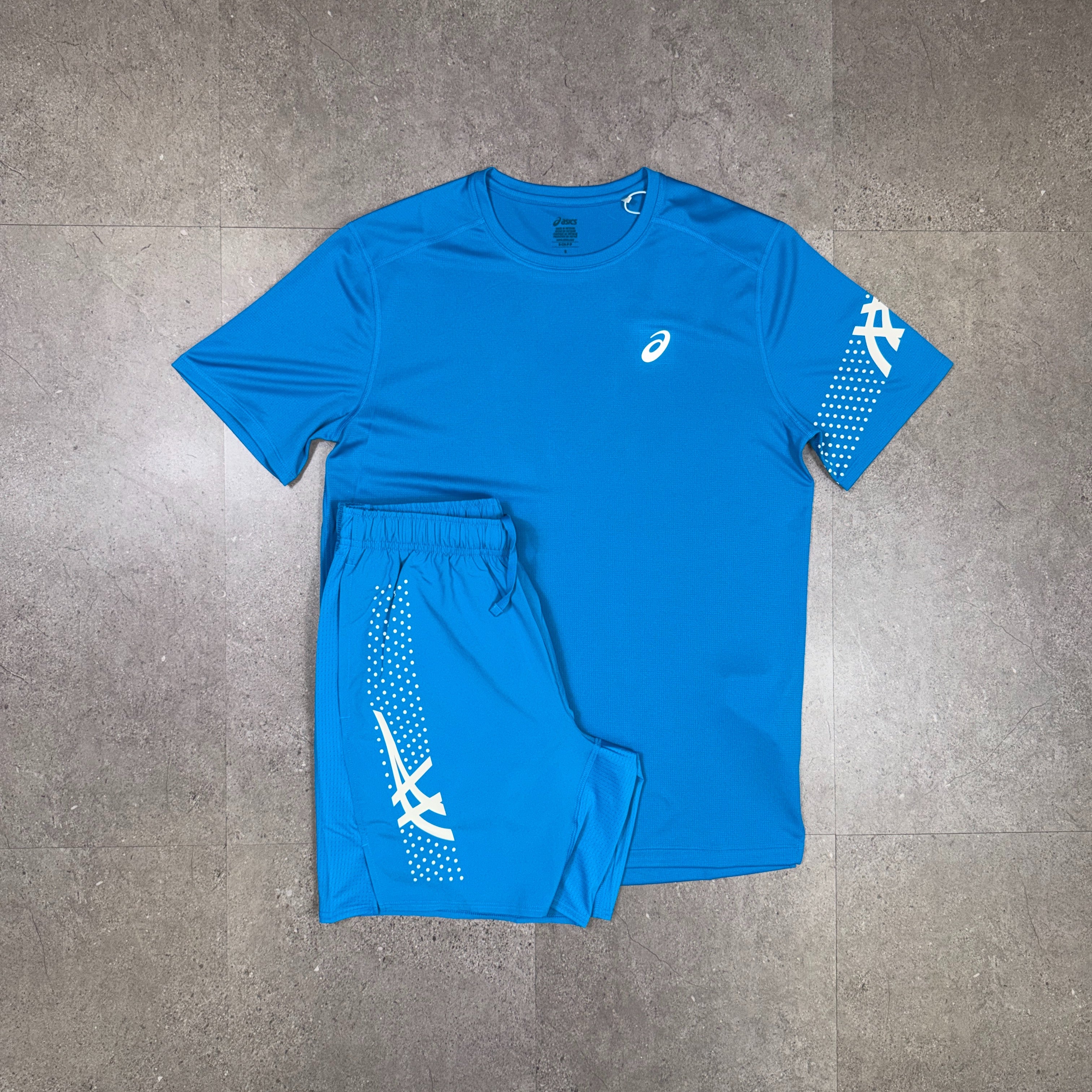 Asics Icon T-Shirt/Shorts Set Aegean Blue/Cream