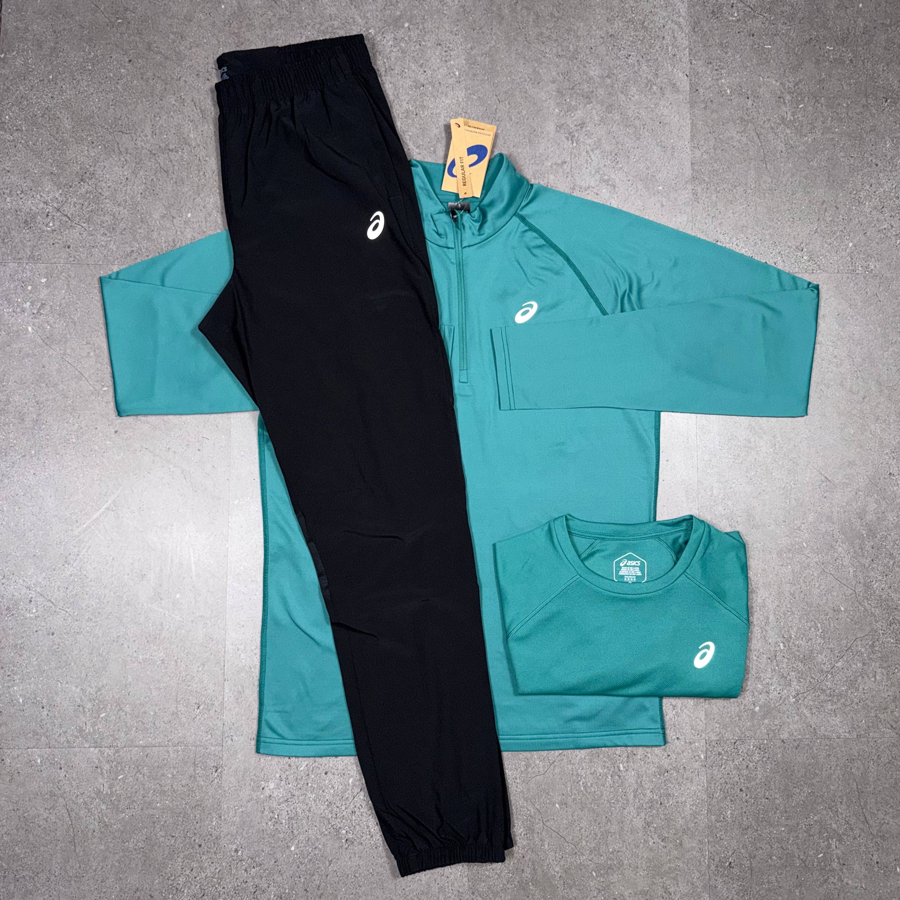 Asics Thermal 3 Piece Tracksuit Set Rainly Lake/Black