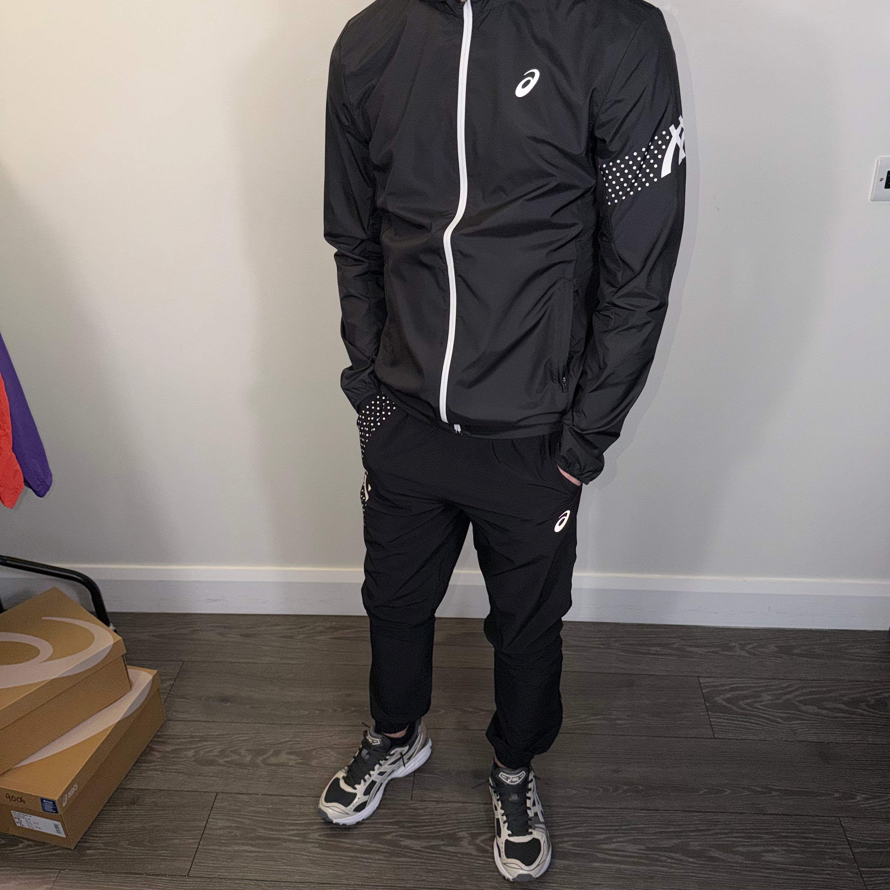 Asics Icon Tracksuit Set Black/White