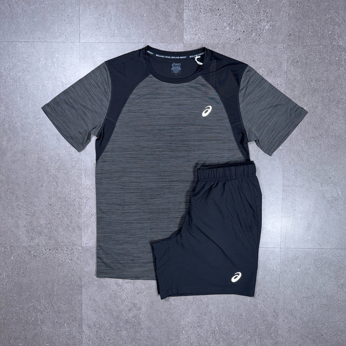 Asics Sport Run/Road 3 Piece Windrunner/Shorts Set Black