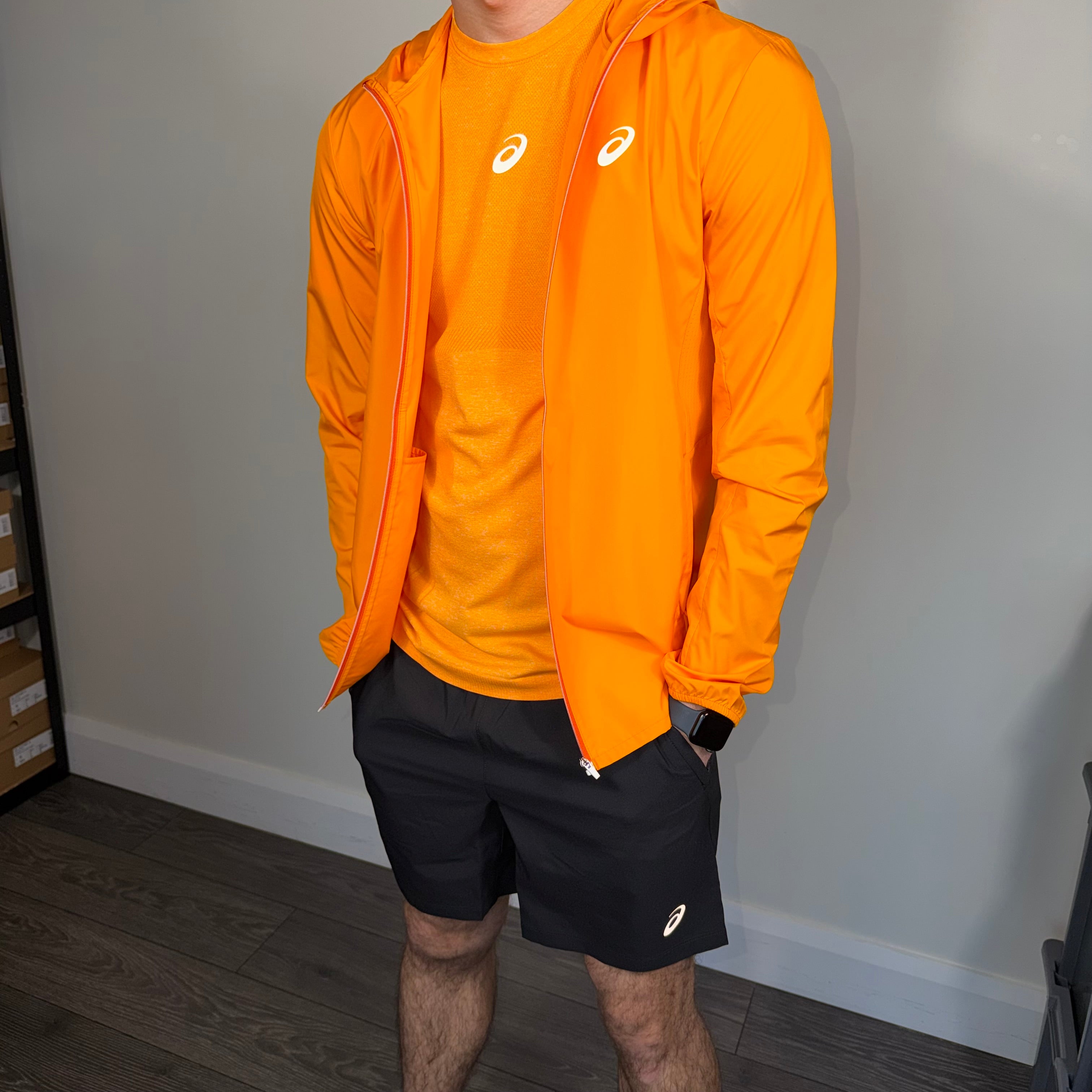 Asics Core/Seamless 3 Piece Windrunner/Shorts Set Yamabuki Orange/Black